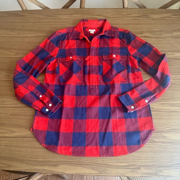 J. Crew Flannel 1/2 Zip Pullover Shirt XS - Picture 1 of 6